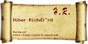 Hiber Richárd névjegykártya